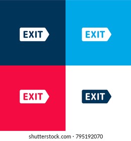 Exit four color material and minimal icon logo set in red and blue
