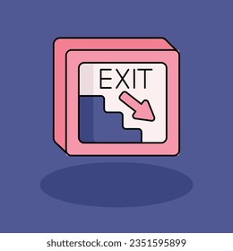 Exit Free vector cartoon icon illustration.Warning Signs and Texts icon concept isolated . flat cartoon style