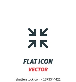 exit full screen arrows icon in a flat style. Vector illustration pictogram on white background. Isolated symbol suitable for mobile concept, web apps, infographics, interface and apps design.