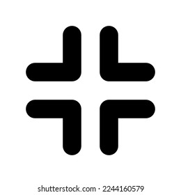 Exit full screen black glyph ui icon. Video player bar. Get out fullscreen mode. User interface design. Silhouette symbol on white space. Solid pictogram for web, mobile. Isolated vector illustration