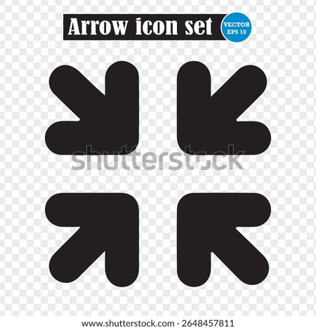 Exit full screen icon. Black arrows icon. vector illustration. PNG. Eps 10