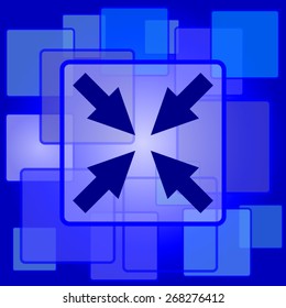 Exit full screen icon. Internet button on abstract background. 