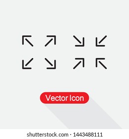Exit Full Screen Icon, Full Screen Icon, Wide Icon Vector Illustration Eps10