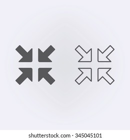 Exit full screen outline icon . Vector illustration