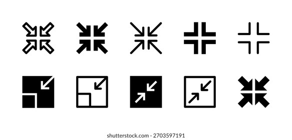Exit Fullscreen Icon Set Line and Solid style for Display Control