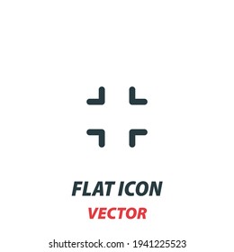 Exit fullscreen mode icon in a flat style. Vector illustration pictogram on white background. Isolated symbol suitable for mobile concept, web apps, infographics, interface and apps design