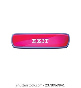 Exit game or website button, vector illustration isolated on white background. Clickable exit button UI element simple design in bright neon pink color.