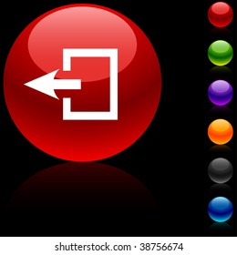  Exit glossy icon. Vector illustration.   Exit glossy icon. Vector illustration.  Exit glossy icon. Vector illustration.