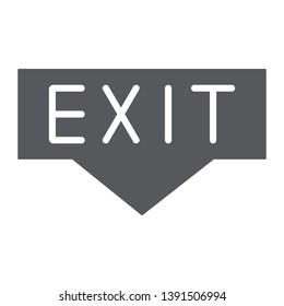 Exit glyph icon, emergency and doorway, evacuation sign, vector graphics, a solid pattern on a white background, eps 10.