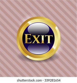 Exit gold shiny badge
