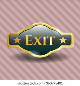 Exit gold shiny badge
