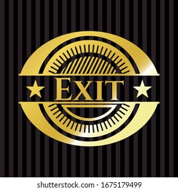 Exit gold shiny badge. Vector Illustration. Detailed.