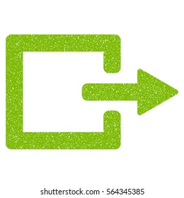 Exit grainy textured icon for overlay watermark stamps. Flat symbol with unclean texture. Dotted vector light green ink rubber seal stamp with grunge design on a white background.
