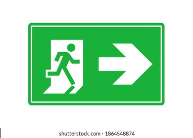 Salir del signo verde. Hombre saliendo icono. Imagen de cliente aislada en fondo blanco.