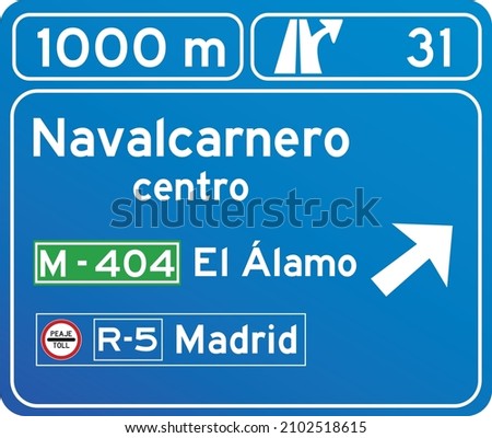 Exit Highway Traffic sign Isolated. Spanish Road Sign. Exit that guides you to another highway. [[stock_photo]] © 