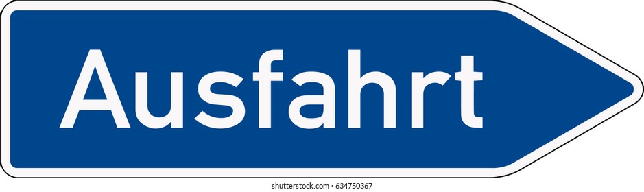 The exit of the highway. Vector road sign Germany.