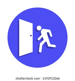 exit icon in badge style. One of fire guard collection icon can be used for UI, UX