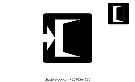 exit icon, black isolated silhouette