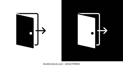Silhueta preta do ícone da saída para a Web e o aplicativo móvel