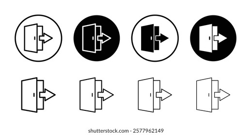 Exit icon black and white vector sign