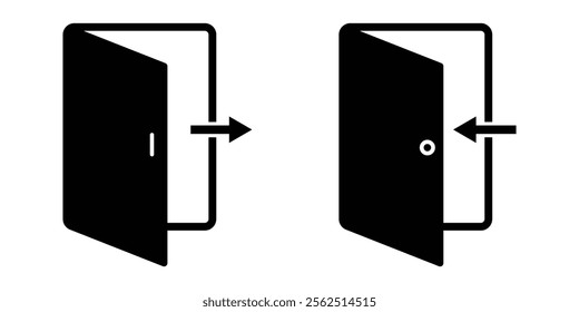 Exit icon. Exit door icon in flat style. Outlined exit icon. Emergency door exit icon. 