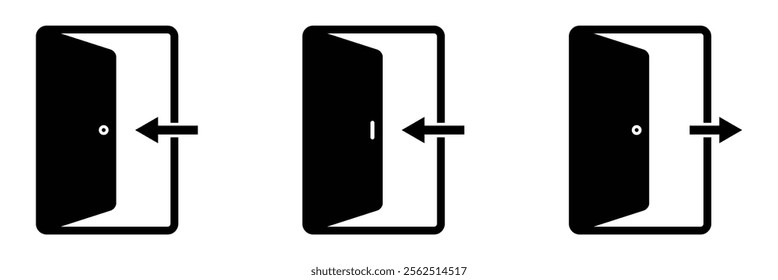 Exit icon. Exit door icon in flat style. Outlined exit icon. Emergency door exit icon. 