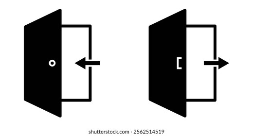 Exit icon. Exit door icon in flat style. Outlined exit icon. Emergency door exit icon. 