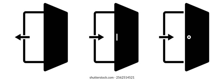 Exit icon. Exit door icon in flat style. Outlined exit icon. Emergency door exit icon. 