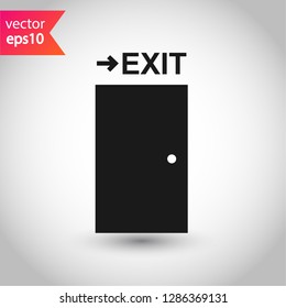 Exit icon. Door sign. Door vector icon. Door with arrow flat symbol. Door line icon.
