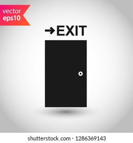 Exit icon. Door sign. Door vector icon. Door with arrow flat symbol. Door line icon.
