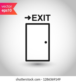 Exit icon. Door sign. Door vector icon. Door with arrow flat symbol. Door line icon.