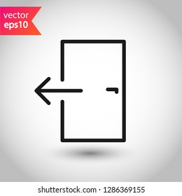 Exit icon. Door sign. Door vector icon. Door with arrow flat symbol. Door line icon.