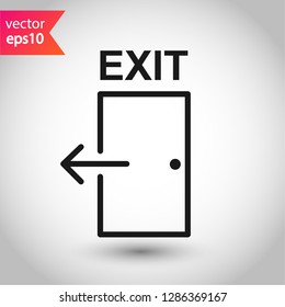 Exit icon. Door sign. Door vector icon. Door with arrow flat symbol. Door line icon.