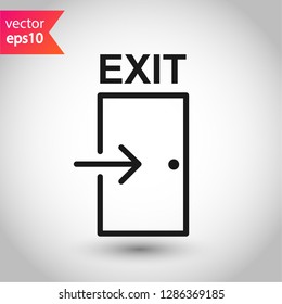 Exit icon. Door sign. Door vector icon. Door with arrow flat symbol. Door line icon.