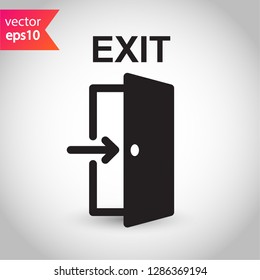 Exit icon. Door sign. Door vector icon. Door with arrow flat symbol. Door line icon.