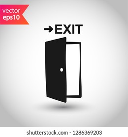 Exit icon. Door sign. Door vector icon. Door with arrow flat symbol. Door line icon.