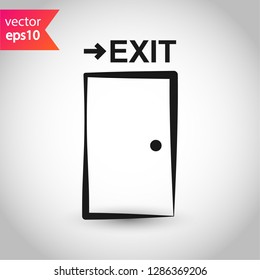 Exit icon. Door sign. Door vector icon. Door with arrow flat symbol. Door line icon.