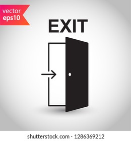 Exit icon. Door sign. Door vector icon. Door with arrow flat symbol. Door line icon.