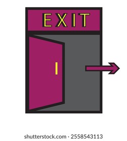 Exit icon. Door sign. Door vector icon. Door with arrow flat symbol. Door line icon.