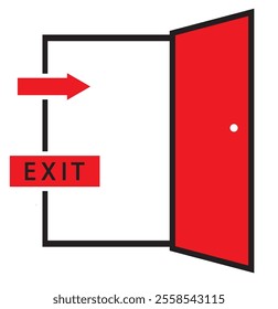 Exit icon. Door sign. Door vector icon. Door with arrow flat symbol. Door line icon.