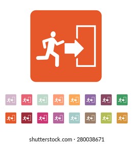 The exit icon. Emergency Exit symbol. Flat Vector illustration. Button Set