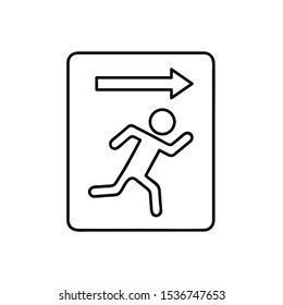 Exit icon, fire alarm emergency exit lightning vector icon
