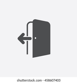 The exit Icon in flat style isolated on gray background. Logout and output, outlet, out symbol for your web site design, picture, art, logo, app, UI. Vector illustration EPS10, JPEG image