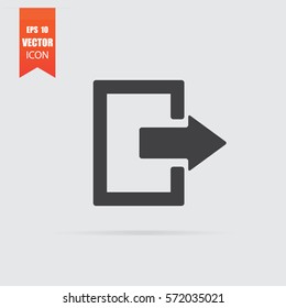 Exit icon in flat style isolated on grey background. For your design, logo. Vector illustration.