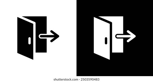 Exit icon Flat vector set outline