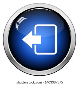 Exit Icon. Glossy Button Design. Vector Illustration.