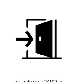 Exit Icon, Leave symbol in black flat design on white background