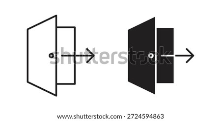 Exit icon with line and silhouette versions.