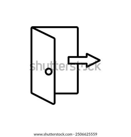 exit icon, line vector isolated on white background. trendy and modern design