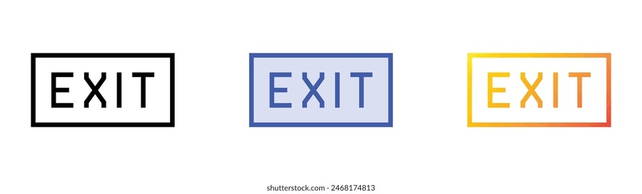 exit icon. Linear, Blue Fill and Gradient Style Design Isolated On White Background